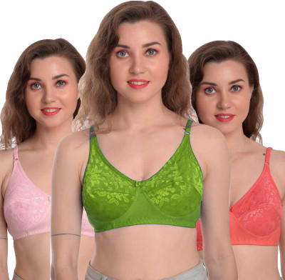 CloMi Women Everyday Non Padded Bra(Pink, Green, Orange)