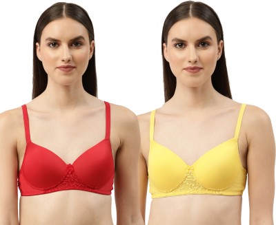 LEADING LADY Leading Lady Solid Lightly Padded Lace Bra for Women Pack of 2 Women T-Shirt Lightly Padded Bra(Yellow, Red)