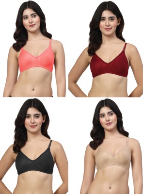 LILY Rosy Women T-Shirt Non Padded Bra(Orange, Maroon, Beige, Black)