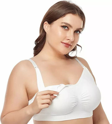 Zylum Fashion Seamless Nursing Bra Women Sports Lightly Padded Bra(White)