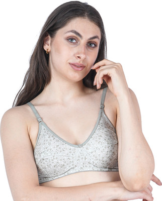 Okara Printed Everyday T-Shirt Bra,Non-Padded Everyday Bra with Adjustable Straps Women T-Shirt Non Padded Bra(Green, White)