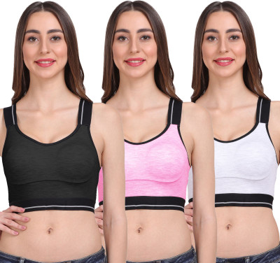 LILY stropsallets Moulded Double Layered Women Sports Non Padded Bra(Black, Pink, Grey)