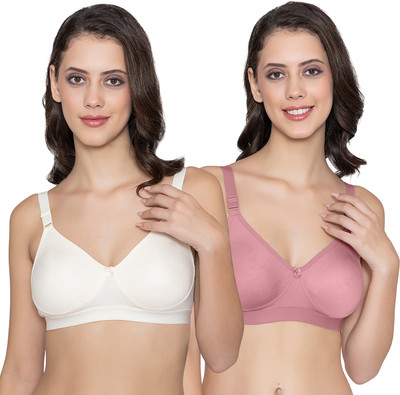 kalyani Paloma Seamless Support Full Coverage Double Layered Bras | Pack of 2 Women Everyday Non Padded Bra(Beige, Purple)