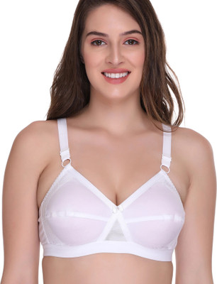 SONA Cross fit Cotton Everyday Full Cup Plus Size Cotton Bra with Side Support Women Minimizer Non Padded Bra(White)