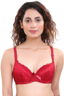 PLUMBURY Seamless Lightly Padded Floral Push Up Bra Women Push-up Lightly Padded Bra(Maroon)
