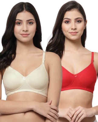 COLLEGE GIRL Detachable Strap Women T-Shirt Lightly Padded Bra(Beige, Red)