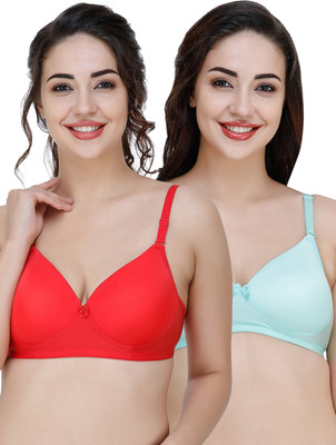 COLLEGE GIRL Hellopad ComboPO2 Women T-Shirt Lightly Padded Bra(Red, Green)