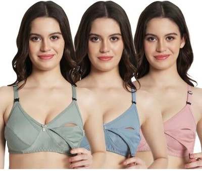 Pearlw Women Maternity/Nursing Non Padded Bra(Multicolor)