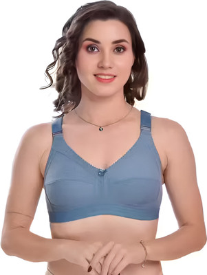 LADHAVA Women's Solid Color Cotton Bra – Soft, Stylish, All-Day Comfort Women Everyday Non Padded Bra(Blue)