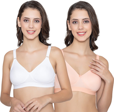 kalyani Paloma Seamless Support Full Coverage Double Layered Bras | Pack of 2 Women Everyday Non Padded Bra(White)