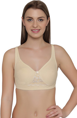 Clovia Cotton Rich Double Layered Non-Wired T-Shirt Bra Women Full Coverage Non Padded Bra(Beige)
