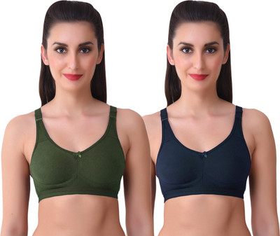 SKDREAMS SKDREAMS Multi Color Cotton Set of 2 Women's Bra Combo Women Full Coverage Non Padded Bra(Multicolor)