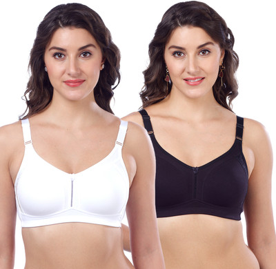 maashie M4414 Women's Side Panel Lace Double Layered Cups High Support Seamless Bra Women Everyday Non Padded Bra(White)