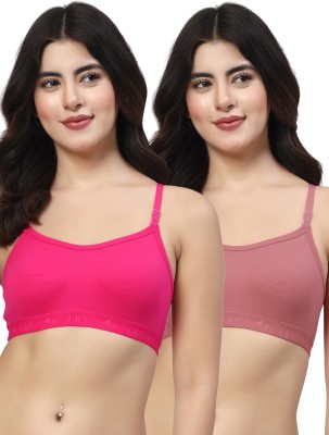 LILY 3321 Women Sports Non Padded Bra(Pink, Maroon)