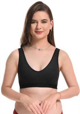 Olina Women Stylish Full Coverage Bra Women Sports Non Padded Bra(Black)