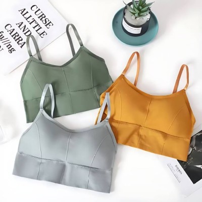 under 1000 Women Cami Bra Lightly Padded Bra(Green, Grey, Yellow)