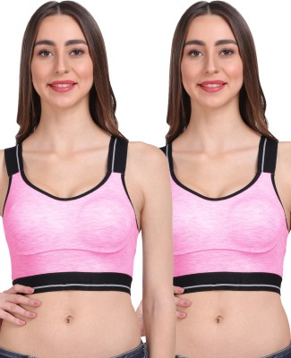 LILY stropsallets Moulded Double Layered Women Sports Non Padded Bra(Pink, Pink)