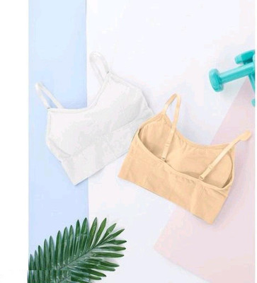 Vinbila Women Cami Bra Lightly Padded Bra(White, Beige)