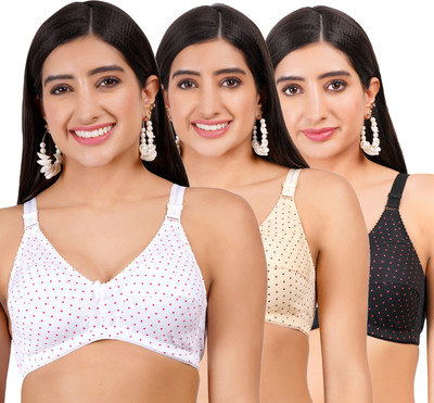 FigureFit RupaliDot Women Minimizer Non Padded Bra(White, Beige, Black)