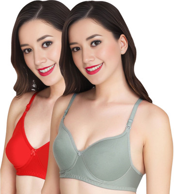 Tulzott Women Everyday Non Padded Bra (Pack Of 2) for T-Shirt Saree Dress Sports Garment Women Everyday Non Padded Bra(Red)