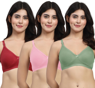 LILY ithsirdMino Women T-Shirt Non Padded Bra(Green, Pink, Maroon)
