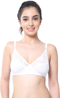 Envie 1091 Lace Cut Seam Bra Women Everyday Non Padded Bra(White)