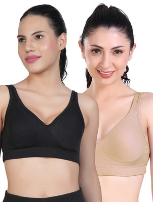 Shyam Sons FLAIR Curvv Women Sports Non Padded Bra(Black, Brown)
