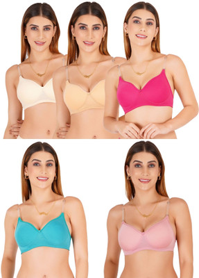 Liigne Transparent Strap Women Padded Bra Women Everyday Lightly Padded Bra(Beige)