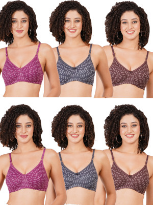 FigureFit Ruchi Women Everyday Non Padded Bra(Purple, Grey, Brown)