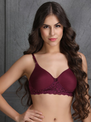 Clovia Cotton Rich Non-Wired Spacer Cup T-Shirt Bra Women Full Coverage Lightly Padded Bra(Maroon)
