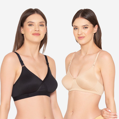 Groversons Paris Beauty Women Everyday Lightly Padded Bra(Black, Beige)