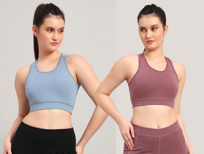 BEING RUNNER Women Sports Non Padded Bra(Blue, Pink)