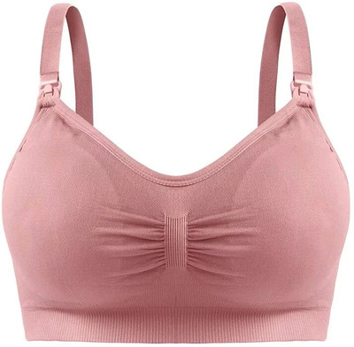 Sensual Lady Women's Nursing Bra, Wireless Seamless Nursing Maternity Breastfeeding Bra Women Maternity/Nursing Lightly Padded Bra(Pink)