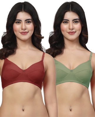LILY manoop Women Everyday Non Padded Bra(Maroon, Green)