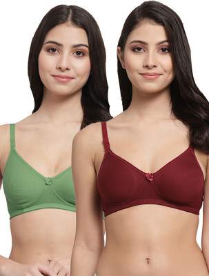 Docare Women T-Shirt Lightly Padded Bra(Maroon, Green)
