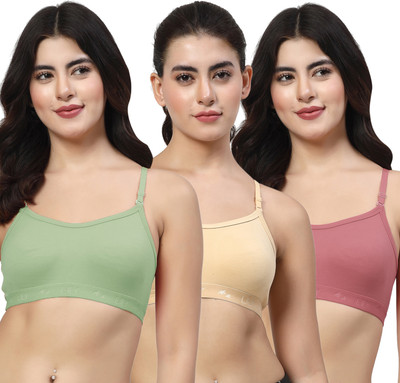 LILY 3321Mino Women Sports Non Padded Bra(Green, Beige, Maroon)