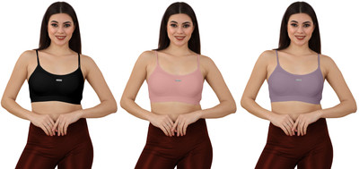 PZ enterprises Women's Cotton Full Comfortable Lightly Padded Pull On Bra For Everyday Wear Women Everyday Lightly Padded Bra(Black, Pink, Purple)