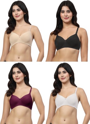 LILY Dapyklis Women T-Shirt Lightly Padded Bra(Beige, Black, White, Purple)