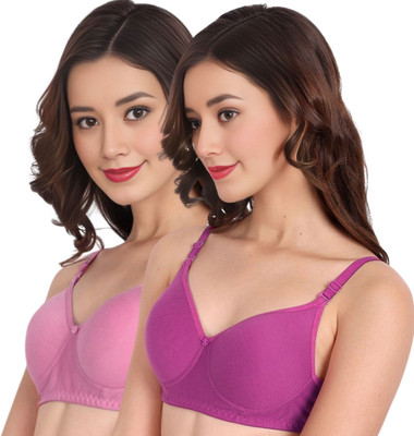 Liigne Women Everyday Non Padded Bra (Pack Of 2) for T-Shirt Saree Dress Sports Garment Women T-Shirt Non Padded Bra(Purple)