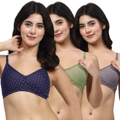 LILY Itida Women T-Shirt Non Padded Bra(Blue, Green, Grey)