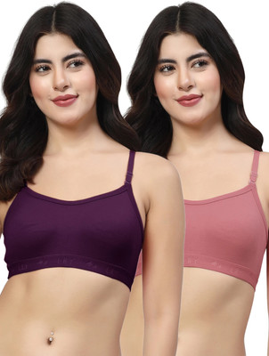 LILY 3321 Women Sports Non Padded Bra(Purple, Pink)