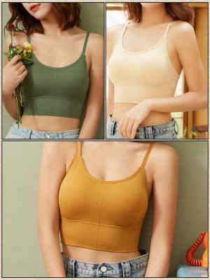 under 1000 Women T-Shirt Lightly Padded Bra(Green, Beige, Yellow)