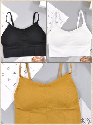 HouseOfCommon Women T-Shirt Lightly Padded Bra(Black, Green, Beige)