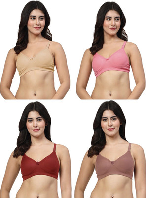 LILY axela Women T-Shirt Non Padded Bra(Beige, Pink, Maroon, Maroon)