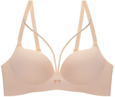 INFINIUM Seamless Push-Up Bra with Decorative Straps Women Push-up Lightly Padded Bra(Beige)