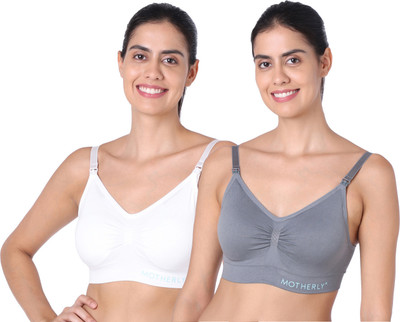 MOTHERLY Women Maternity/Nursing Lightly Padded Bra(White, Grey)