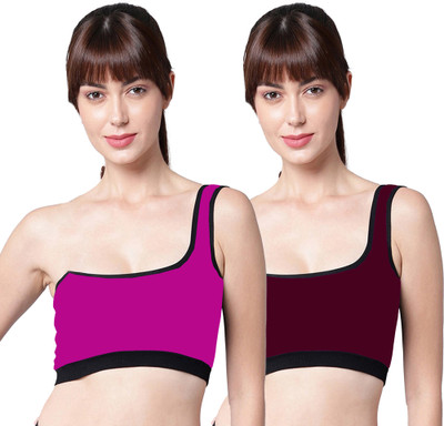 PIBU Khand Bra Women Minimizer Non Padded Bra(Pink, Maroon)