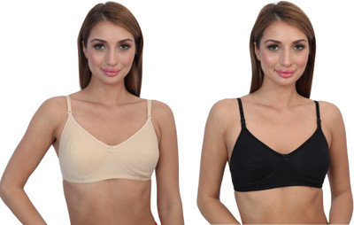 Glamoras SOFTPADBRA Women Everyday Lightly Padded Bra(Black, Beige)
