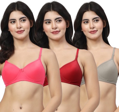 LILY maofcigam Women T-Shirt Heavily Padded Bra(Red, Maroon, Grey)