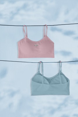 Under Secret 2122=PINK=SKY=PO2 Women Everyday Lightly Padded Bra(Light Blue)